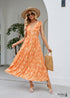 Vestido midi bohemio informal con escote en V y estampado floral sin mangas Zoe